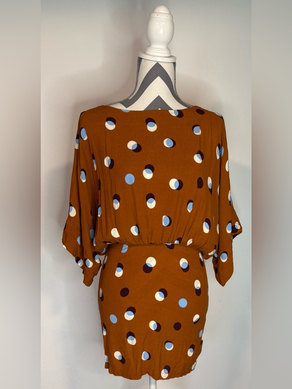 Forever 21 Contemporary Womens Brown Polka Dot Print Mini Dress Size Small